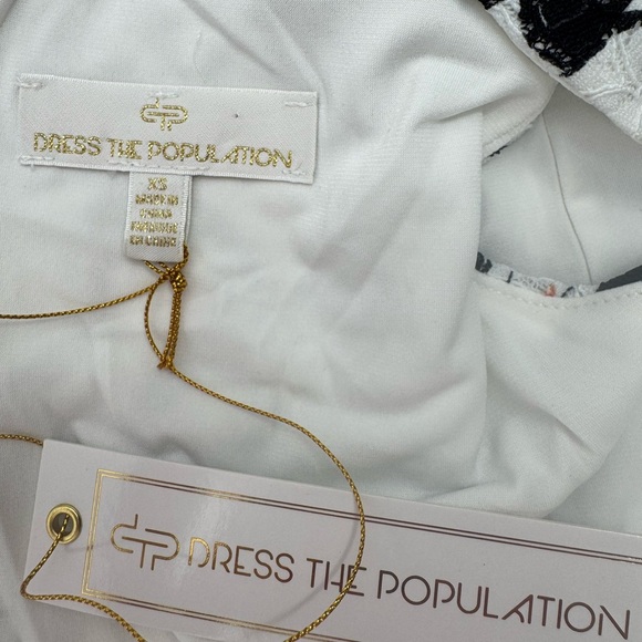 Dress The Population Alice Floral Lace Sheath Midi Dress Black White Size XS NWT - Picture 11 of 14